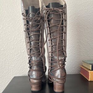 Freebird Dark Brown Lace-Up Boots- Coal